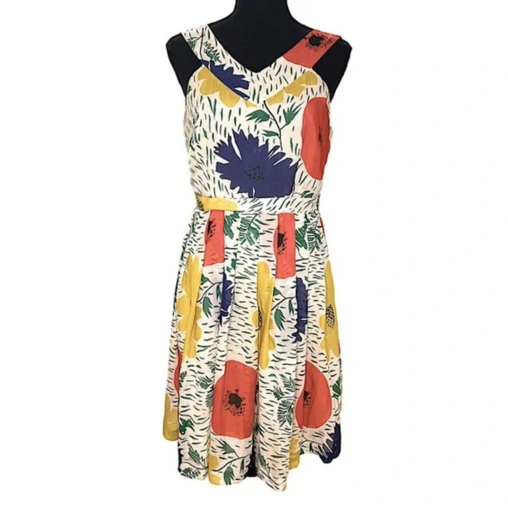 Anthropologie Girls from Savoy Floral Print Silk Dress Sz 6 Small